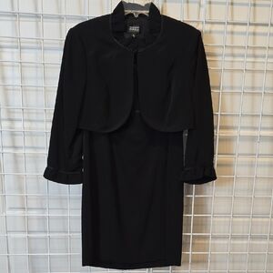 Adrianna Papell Black Formal Ensemble Jacket With Tank Dress Size 12